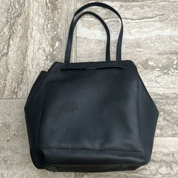 Lauren Ralph Lauren Andie Large Leather Drawstring Tote in Black, New - Picture 6 of 16